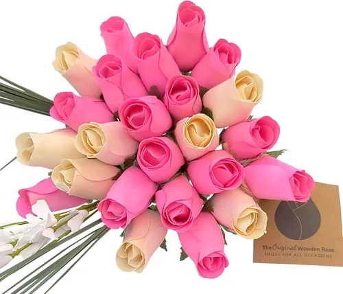 Vista 14 de Ramos originales de rosas de madera en 1, 2, o 3 docenas, Madera de abedul, 1 Docena