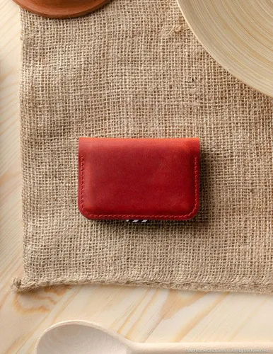 Vista 29 de Crazy Horse Craft Personalized Leather Card Holder, Business Card Case Felt Alpine Green