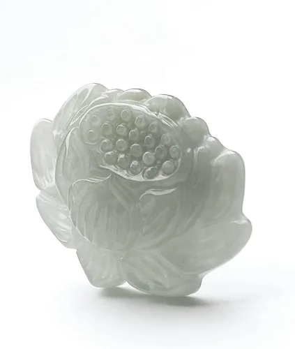 Vista 3 de Dahlia Collar de jade de loto, jadeíta de Birmania certificada de grado real A para belleza y pureza