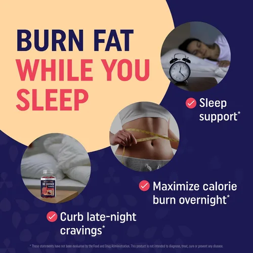 Vista 2 de Gomitas quemadoras de grasa nocturnas con melatonina para apoyar el sueño y la pérdida de peso Supresor del hambre y refuerzo del metabolismo
