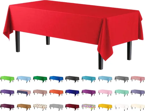 Vista 60 de Party Solids Paquete de 4 manteles de plástico color azul aguamarina, 54 x 108 pulgadas, mantel desechable para fiestas y pícnics