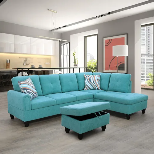 Vista 7 de Star Home Living Monica - Sofá seccional en forma de L de 97 pulgadas y tumbona con otomana