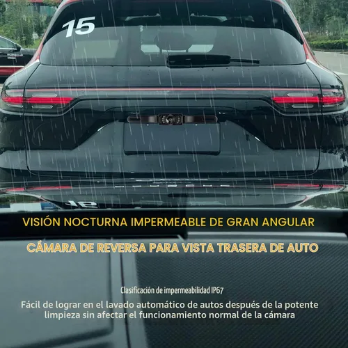 Vista 5 de Cámara de respaldo HD para automóvil con cámara de matrícula de visión nocturna de 8 LED, gran angular de 170°, cámara de visión trasera impermeable