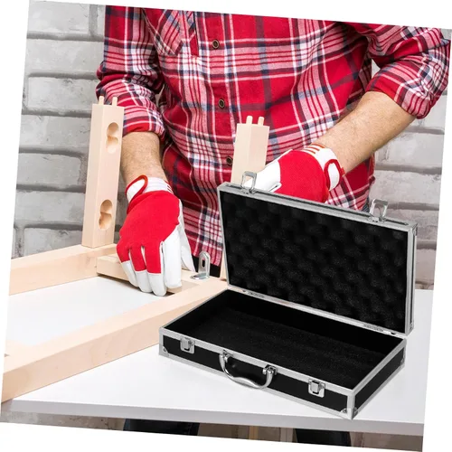 Vista 6 de Angoily Caja de herramientas de aleación de aluminio Caso duro de aluminio Caja de almacenamiento duro multifunción con espuma protege electrónica