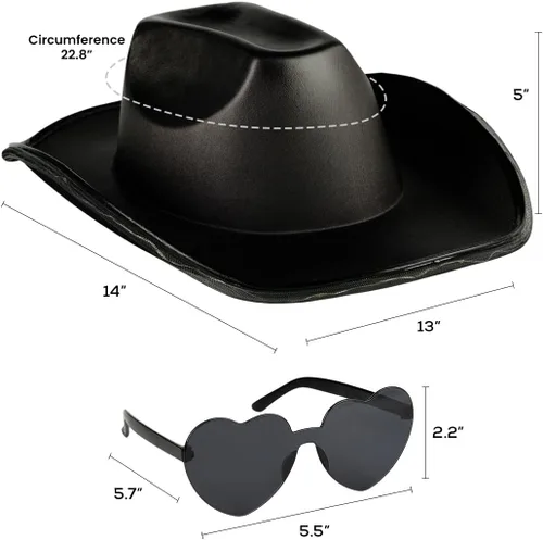 Vista 2 de Funcredible Light Up Cowboy Hat and Glasses - Holographic Led Cowboy Hat for Women - Space Cowgirl Hat - Cowgirl Outfit