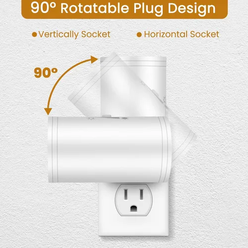 Vista 6 de Luz nocturna LED de pared enchufable con regulación de 0 a 300 lúmenes, blanco cálido de 2700 K, sensor de luz de encendido/apagado automático