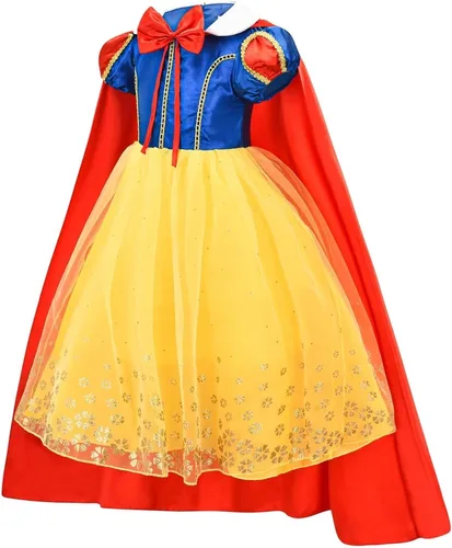 Vista 2 de GZ-LAOPAITOU Disfraz de blanco nieve para niñas, vestido de princesa blanco nieve con accesorios