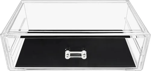 Vista 6 de Sorbus Cajones acrílicos apilables, 1 cajón de almacenamiento transparente para organizar paletas de maquillaje, accesorios para el cabello de uñas