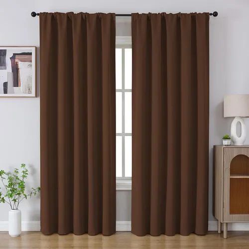 Vista 24 de CUCRAF Cortinas Opacas Beige de 45 Pulgadas, con Aislamiento Térmico Reductor de Ruido con Bolsillo para Barra, Cortinas de Ventana para Dormitorio