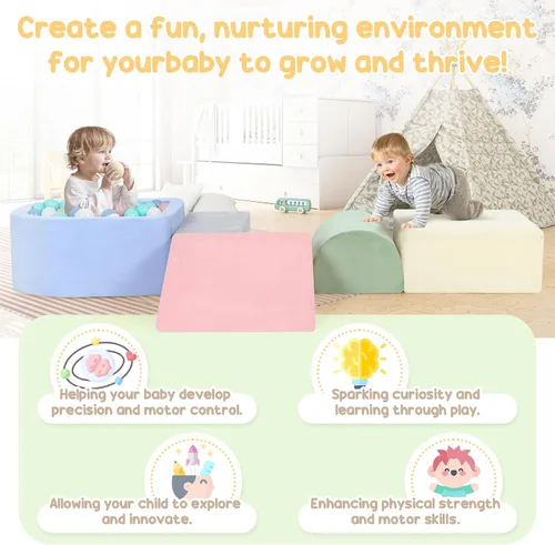 Vista 4 de Juguetes de escalada para niños pequeños de 1 a 3 años, bloques de escalada de espuma con pozo de pelotas para bebé, juguetes de escalada