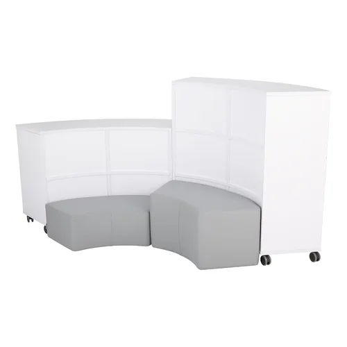 Vista 7 de Learniture Estantería móvil curva/estantería, cuatro aberturas, blanco, LNT-AVO3000WH-SO