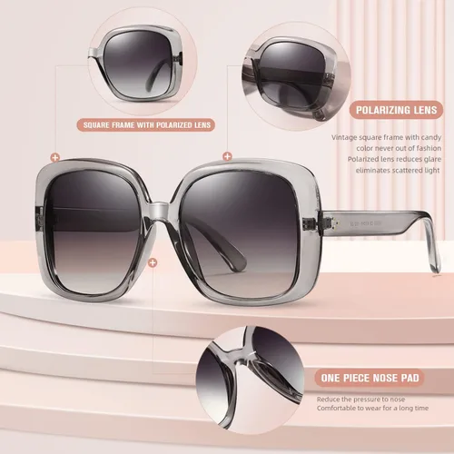 Vista 2 de WOWSUN Square Polarized Sunglasses for Women Vintage Shades