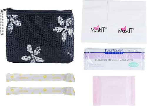Vista 3 de Kit de inicio de período, kit de supervivencia del período menstrual moderno y orgánico, cuando la tía Flo hace una visita sorpresa.