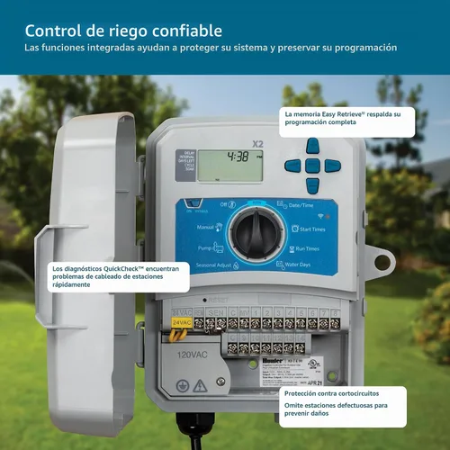 Vista 4 de Hunter Controlador de rociadores X2 de 4 zonas, temporizador de rociadores
