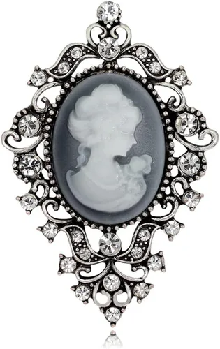 Vista 16 de LUREME Vintage Elegante Dama Victoriana Belleza Cameo con Broche de Cristal Pin (br000017)