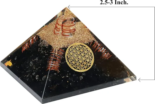 Vista 5 de Crocon Pirámide de orgón de 2.165 in, cristales de protección de turmalina negra, piedras curativas para reiki, pirámide de organita para buena