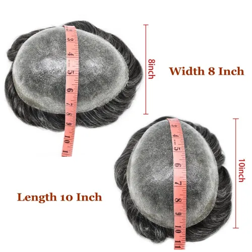 Vista 169 de Toupee para hombre 100% cabello humano real tupé para hombres 0.004 in piel de poliuretano para hombre, sistema de reemplazo de piezas de pelo