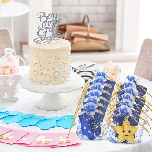 Vista 6 de Huquary 150 piezas de regalos de fiesta de baby shower, luna estrella, llaveros Twinkle Twinkle Little Star Baby Shower Favor, tarjetas