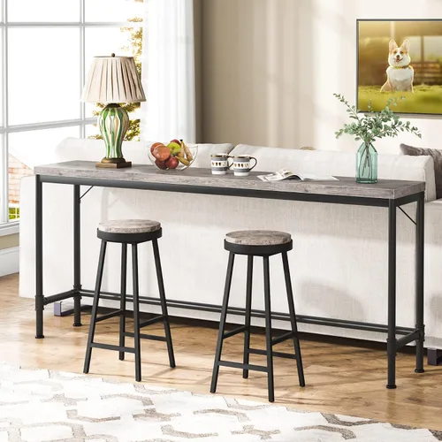 Vista 3 de Tribesigns Mesa consola extra larga de 70.9 pulgadas para entrada, mesa de sofá larga estrecha detrás del sofá, mesa de pasillo gris rústica, mesa