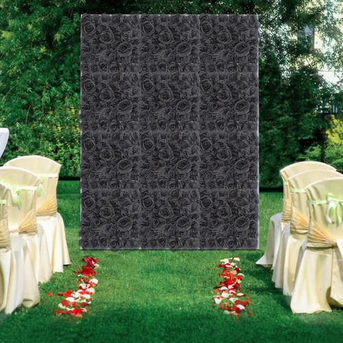 Vista 3 de Paneles de pared de flores 3D, 12 paneles de pared de flores artificiales, rosas de seda, fondo de pared de flores sintéticas decorativas