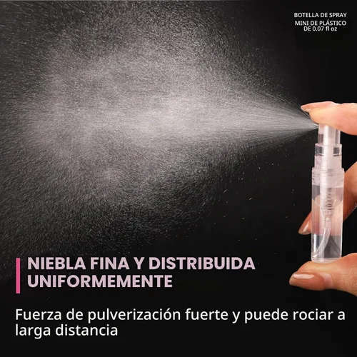 Vista 5 de Fandamei Mini botella de spray, paquete de 10 mini botellas de plástico de 0.1 fl oz vacías, perfume recargable de niebla fina, botella de spray