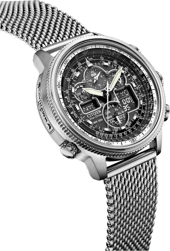 Vista 4 de Citizen Men's Promaster Navihawk A-T Eco-Drive Pilot Watch, Atomic Timekeeping, Chronograph, Power Reserve Indicator, Luminous Hands and Markers