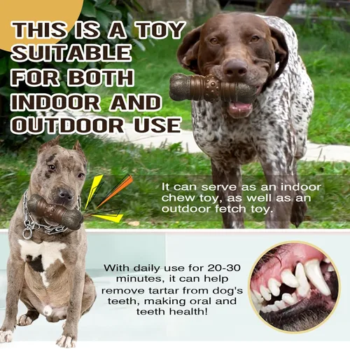 Vista 6 de Juguetes masticables para perros para masticadores agresivos, juguete indestructible resistente chirriante interactivo para perros, juguete