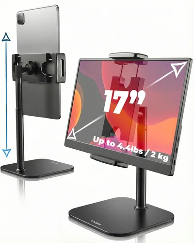 Vista 10 de COOPER TabStand, Soporte para iPad de 20" de Alto para Escritorio, Soporte de Monitor Portátil hasta 17" Soporta 4.4 lb, Soporte de Escritorio