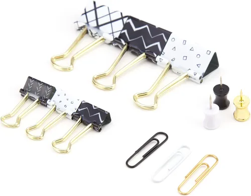 Vista 2 de U Brands Kit de accesorios de oficina, suministros de oficina (negro, blanco y dorado)