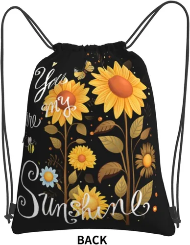 Vista 2 de Gocerktr You are My Sunshine Sunflower Bolsa impermeable con cordón para gimnasio, mochila deportiva para hombres y mujeres, You Are My Sunshine