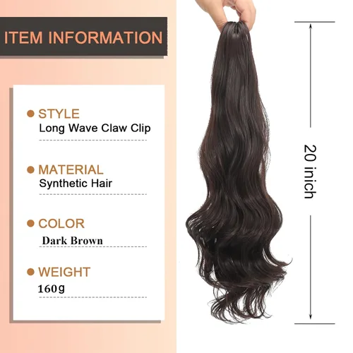 Vista 2 de Limerence Extensión de cola de caballo ondulada de 20 pulgadas de largo, pieza de cabello sintético para mujeres y niñas, extensiones de cola