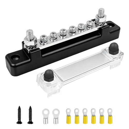 Vista 8 de LENKRAD Barras de autobús marinas M6 de 12 V, bloque de distribución de batería impermeable, bloque de terminales de alimentación de 150 A con 2