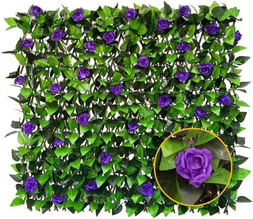 Vista 34 de Pantalla de Privacidad de Cerca Expandible para Balcón, Patio Exterior, Panel Decorativo de Cercado de Hiedra Artificial, Setos Artificiales