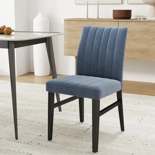 Vista 3 de Roundhill Furniture Wendell - Juego de 2 sillas de comedor tapizadas contemporáneas, color azul