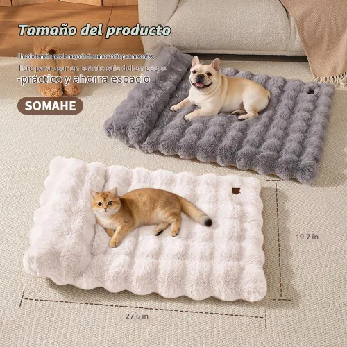 Vista 3 de SOMAHE Cama para gatos y alfombrilla para perros pequeños, almohada elevada Blanco