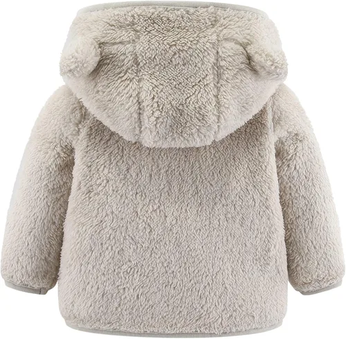 Vista 2 de Chaqueta de abrigo con capucha con forro polar, para recién nacidos, bebés, niños y niñas, diseño de dibujos animados, con orejas, abrigo cálido
