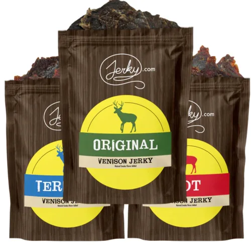 Vista 19 de Jerky 's Exotic Teriyaki Venison Jerky - Bocadillos de carne de caza salvaje, aperitivos exóticos, ricos en proteínas, totalmente naturales, sin