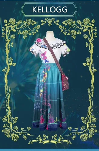 Vista 3 de KELLOGG Conjunto completo de camisa y vestido con estampado floral bosnio para mujer con lentes y aretes