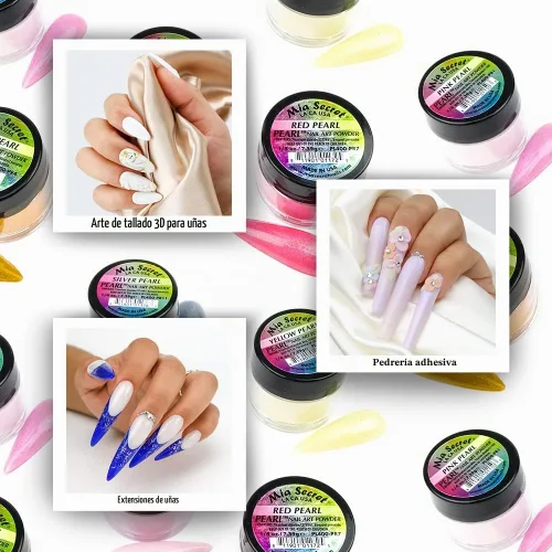 Vista 4 de Mia Secret - Colección de polvo acrílico para uñas, polímero Marry ME, 6 piezas