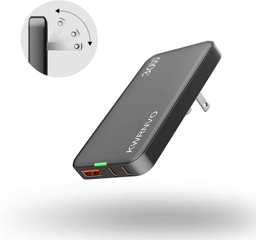 Vista 13 de Cargador de pared USB plano, 3 puertos ultra delgado cargador de pared rápido para Pixelbook, iPad Pro, iPhone 17/16/15/14 negro