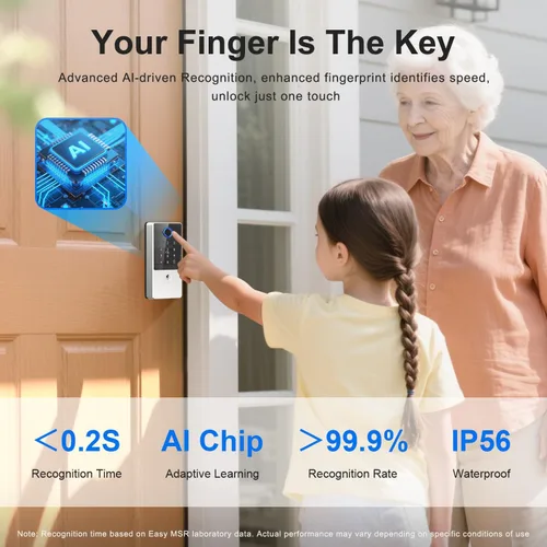 Vista 2 de Cerradura inteligente, cerradura de puerta de entrada sin llave, cerradura inteligente de huellas dactilares, cerraduras inteligentes digitales
