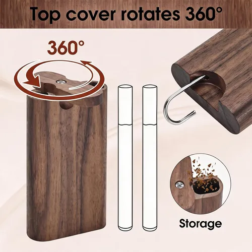Vista 4 de Walnut Storage Box, Decorative Box with Lid,Two Metal Tubes