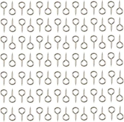 Vista 6 de 100 ganchos pequeños de ojo de tornillo para manualidades de bricolaje, 0.236 x 0.512 in (bronce antiguo)