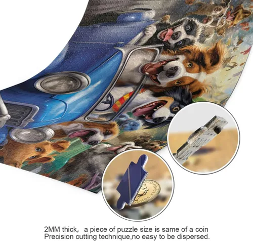 Vista 3 de Cute Dog Racing Jigsaw Puzzles 500 Pieces for Adults with Mesh Storage Bag 2012210