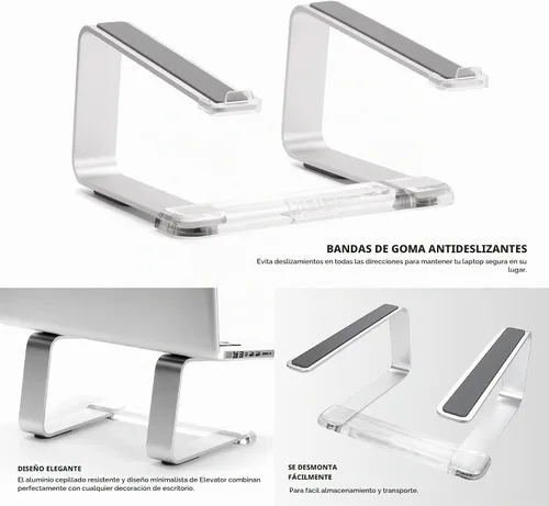 Vista 2 de Griffin Soporte elevador para laptop, elevador ergonómico para computadora y soporte para laptop hecho de aluminio cepillado resistente, soporta