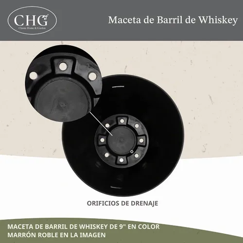 Vista 3 de Barril Jameson de 15" con drenaje en nogal de Kentucky Marrón nogal