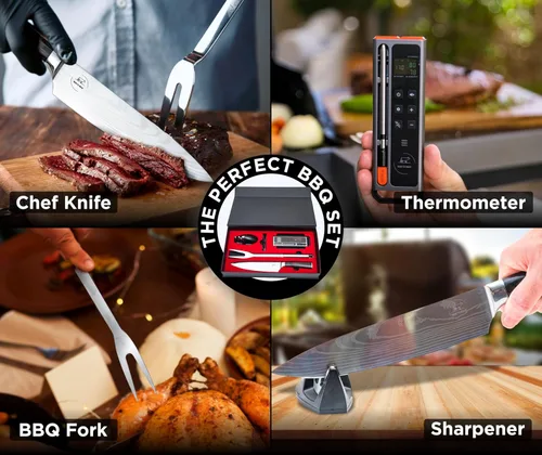 Vista 4 de Termómetro inalámbrico para carne, juego de barbacoa digital, conectividad Bluetooth 5.3 y WiFi, control de aplicación de 800 pies (iOS y Android)