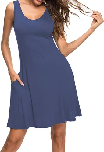 Vista 2 de MISFAY Vestido de verano casual para mujer, camiseta de playa, vestido sin mangas