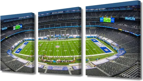 Vista 80 de TUMOVO MetLife Stadium - Decoración de pared de Nueva York, 3 piezas, lienzo, arte de pared para decoración del hogar, juegos de fútbol americano