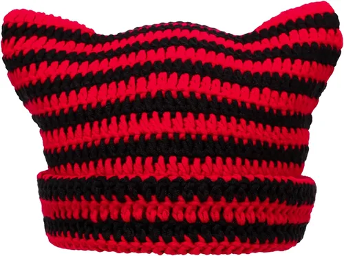 Vista 8 de CATMICOO Y2k Beanie Knit Cat Ear Beanies - Gorros de ganchillo para mujer